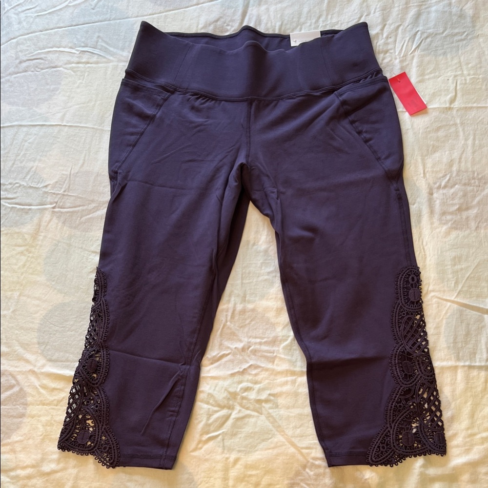 Lane Bryant LIVI Purple Lace Trim Leggings